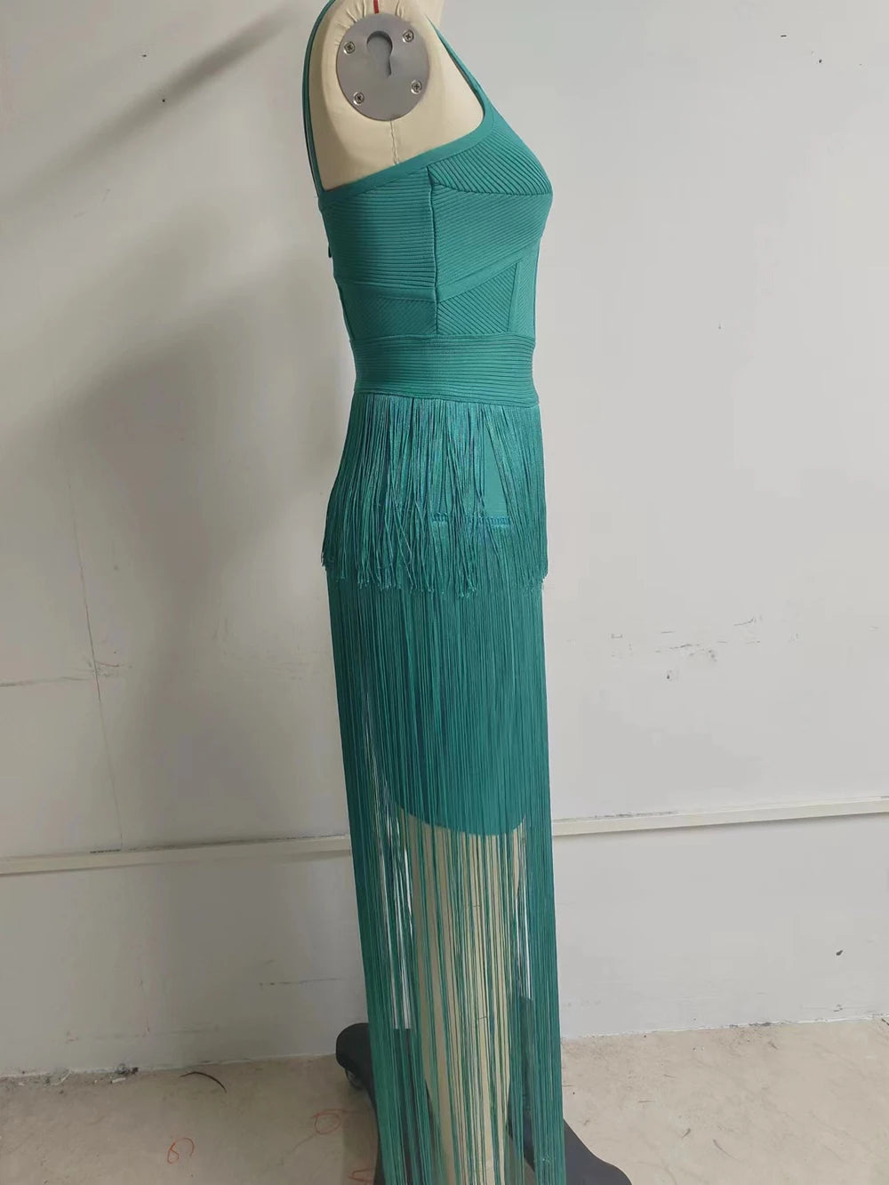 Tassel Fringe Sleeveless V-Neck Bandage Dress