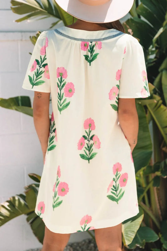 Floral Print Flutter Sleeve Summer Mini Dress