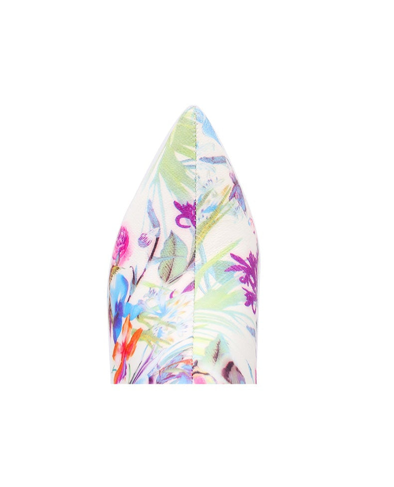 Floral Print Pointed Toe Ankle Boots