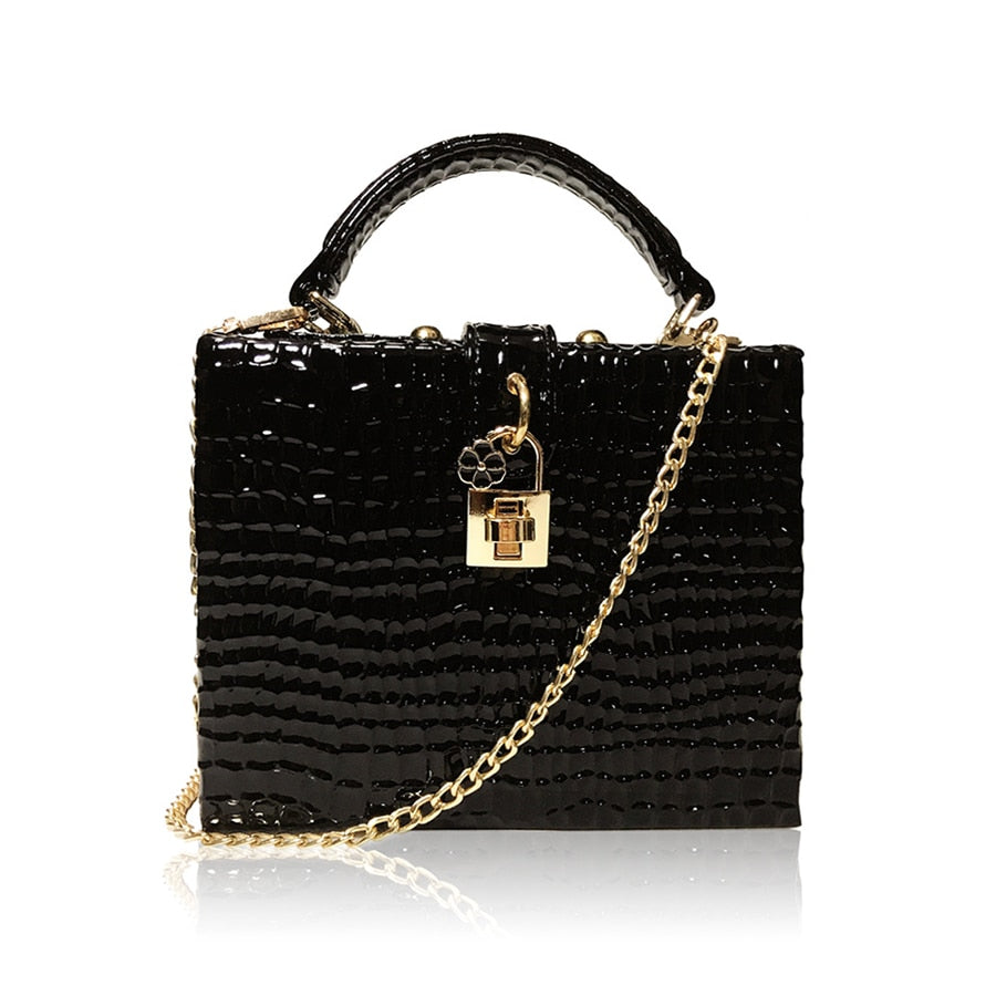 Snakeskin Print PU Leather Box Bag