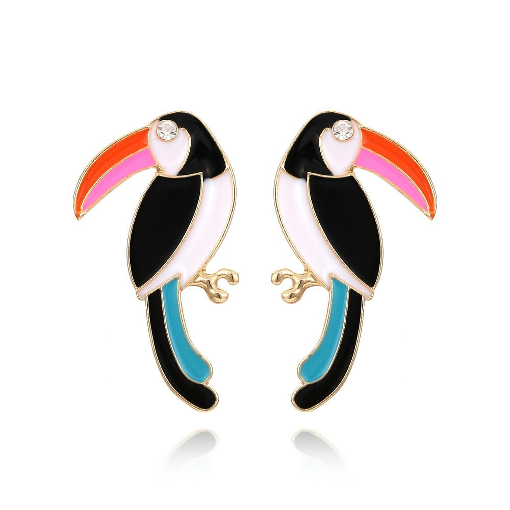 Colorful Toucan Stud Earrings