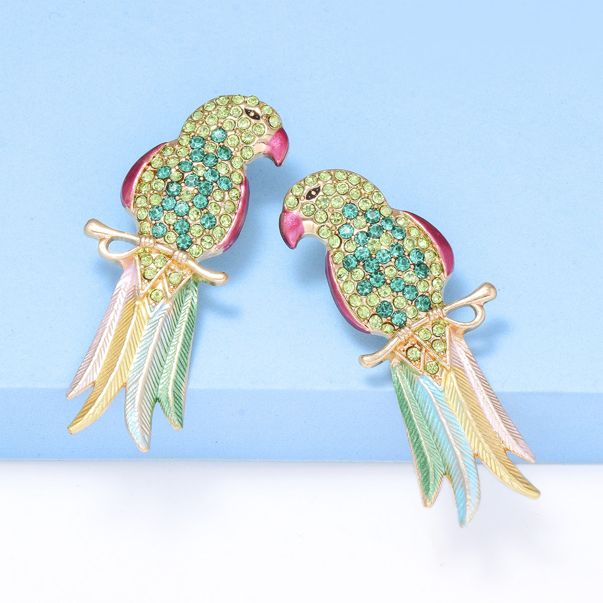 Retro Multicolor Crystal Parrot Earrings