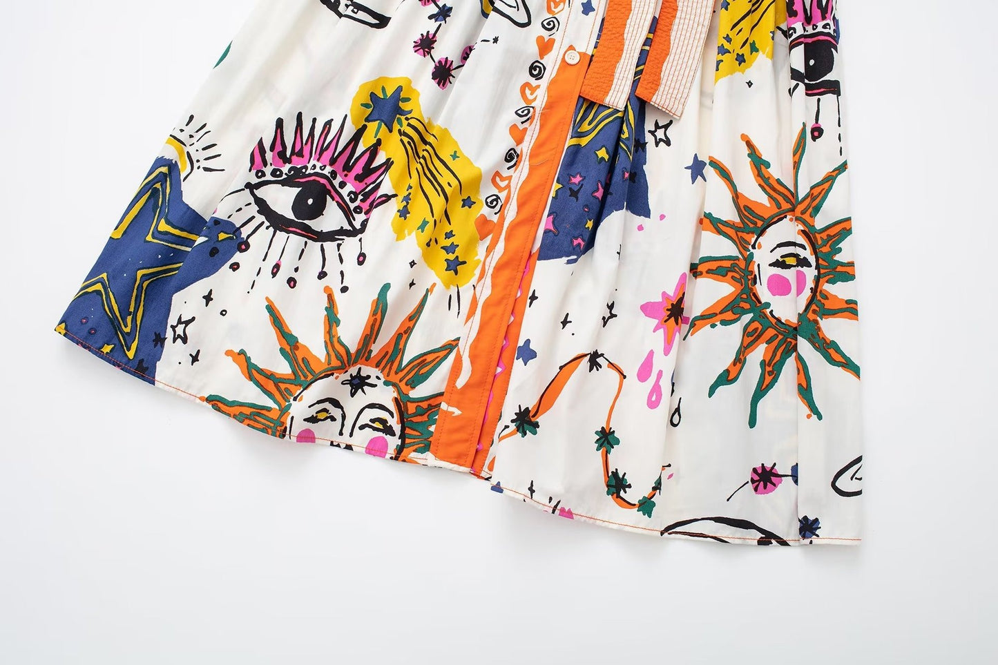 Boho Printed Long Sleeves Belted Midi Dress