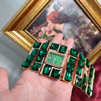 Retro Zircon Wide Watch Bracelet