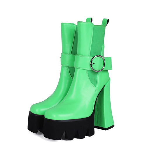 Square Toe Platform Ankle Boots