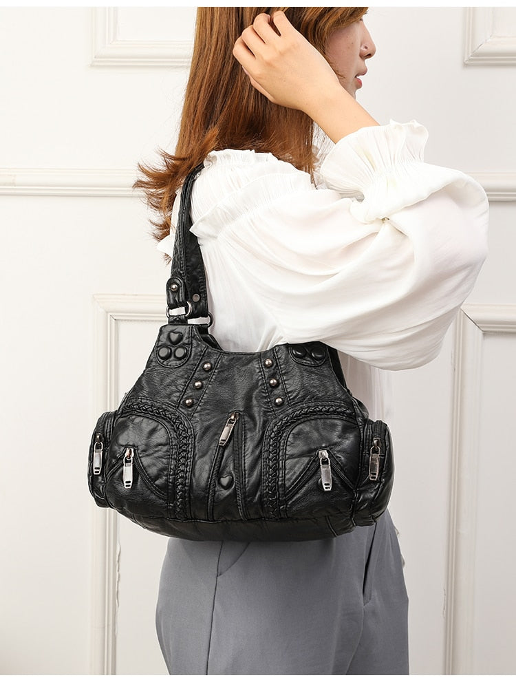 Retro PU Leather One-Shoulder Crossbody Bag