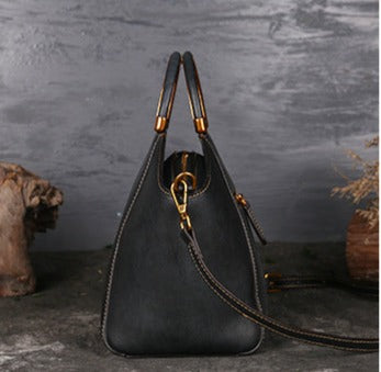 Vintage Embossed Genuine Leather Handbag