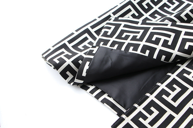 Monochrome Double-Breasted Trench Coat