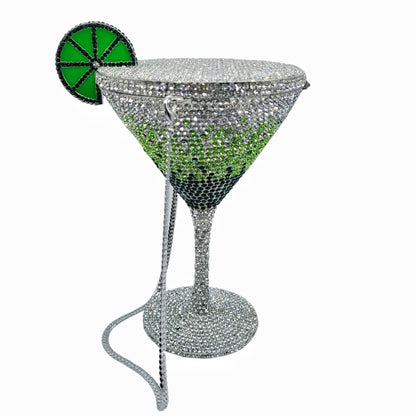 Rhinestone Cocktail Tall Glass Party Bag