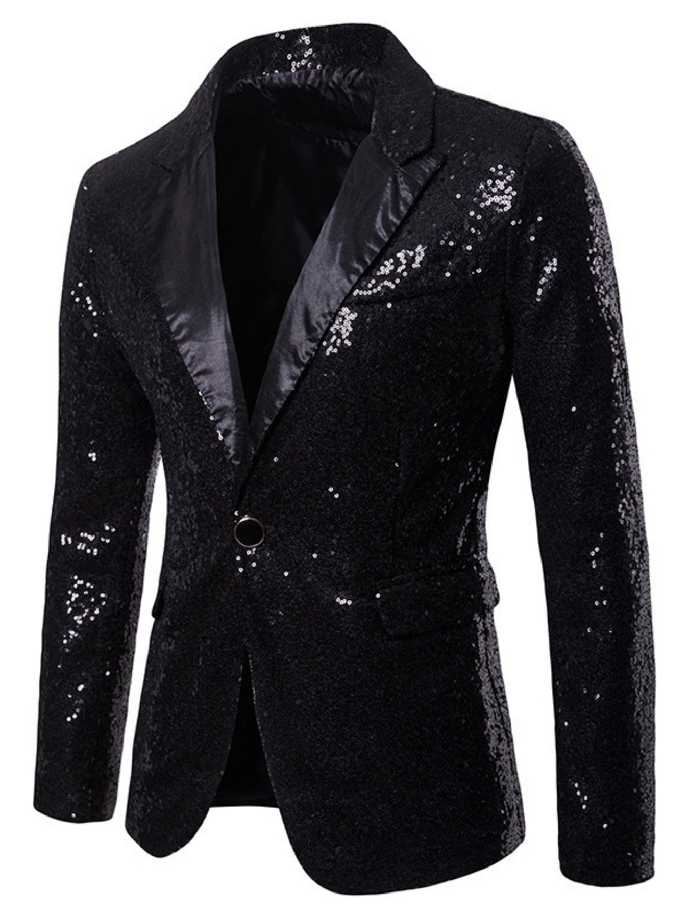 Sequin One Button Blazer