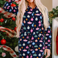 Christmas Lights Print Collared Neck Top and Pants Set