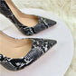 Snakeskin Pointed Toe Super High Heel Shoes