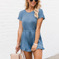 Ruffled Boat Neck Short Sleeve Romper