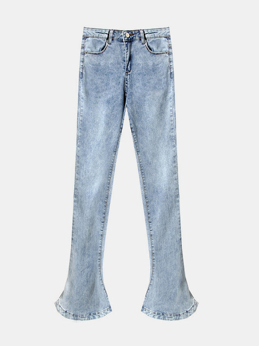 Buttoned Bootcut Jeans with Pockets