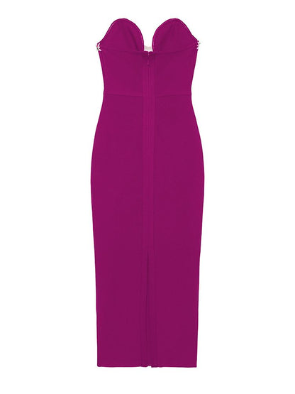 Crystal Embellished Backless Bandage Dress