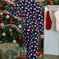 Christmas Lights Print Collared Neck Top and Pants Set