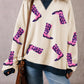 Sequin Boots Round Neck Long Sleeve Sweatshirt