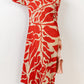 Miyake Pleated Color Block Printed Midi Dress