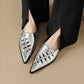 Pointed Toe Hollow Out Low Heel Mules