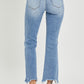 RISEN Frayed Hem Cropped Straight Jeans