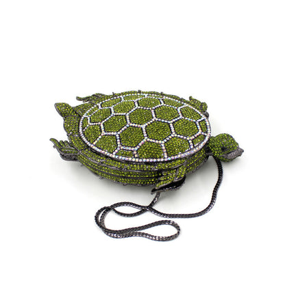 Rhinestone Turtle Crossbody Clutch Bag