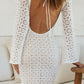 Lace Backless Round Neck Flare Sleeve Dress