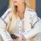 Embroidered Open Front Long Sleeve Jacket