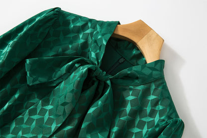 Emerald Vintage Sailor Collared Jacquard Maxi Dress