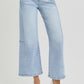 RISEN High Rise Seamed Detail Wide Leg Crop Jeans