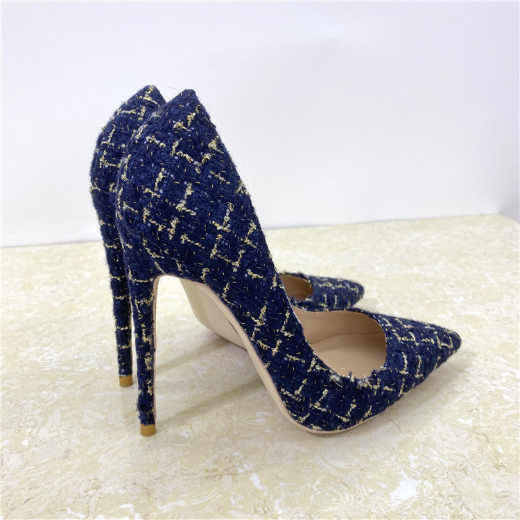 Plaid Pointed Toe Stiletto Pumps