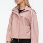 Drawstring Hem PU Leather Zip Up Jacket