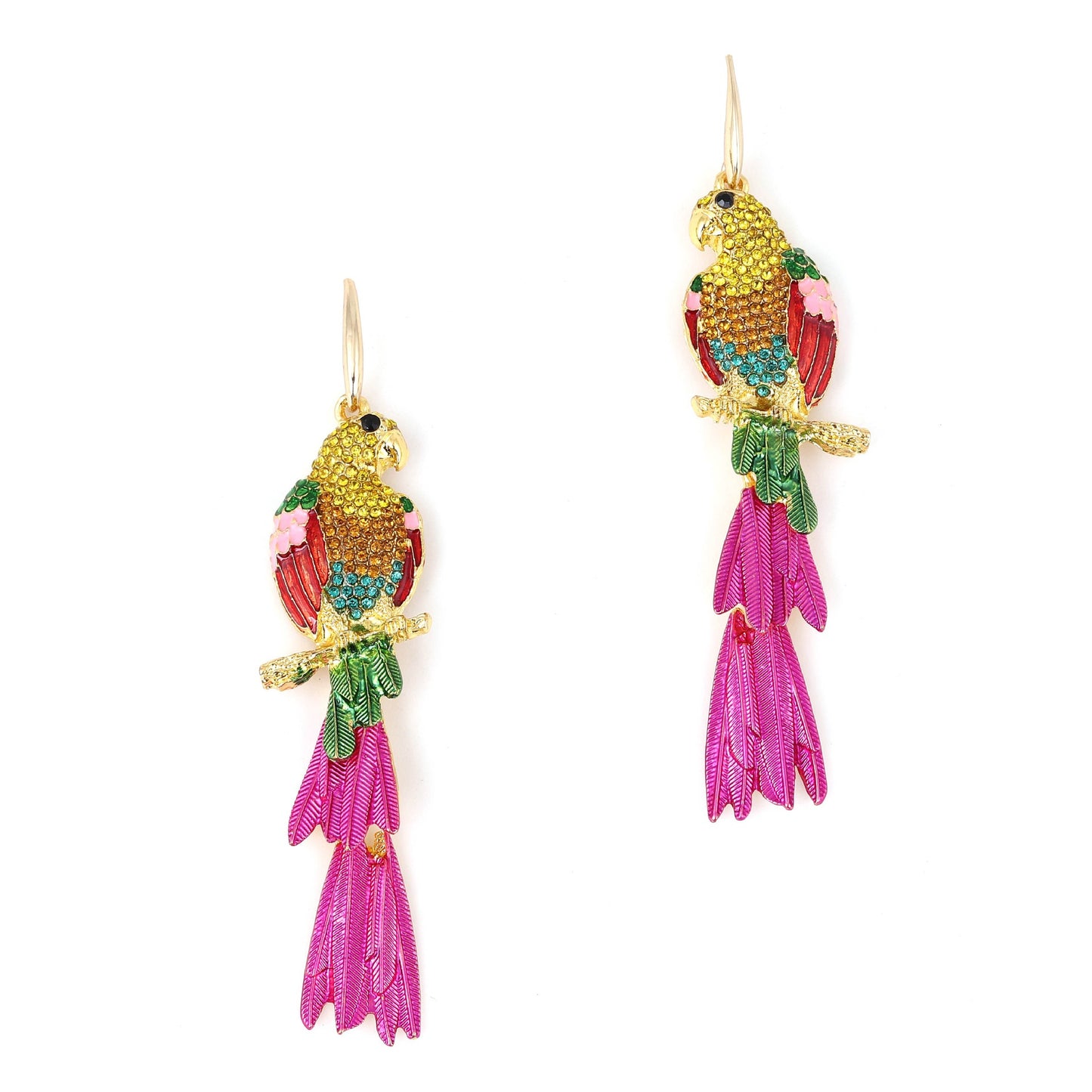 Multicolor Crystal Parrot Dangle Earrings