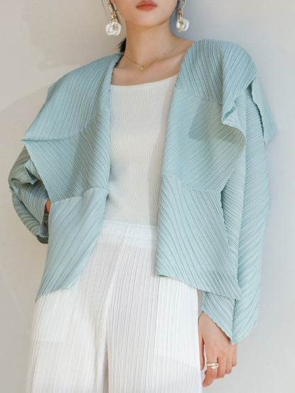 Miyake Pleated Folded Sleeves Open Front Jacket