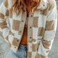 Checkered Snap Down Long Sleeve Jacket