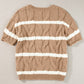 Striped Round Neck Short Sleeve Sweater