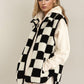 Zip Up Checkered Vest Coat