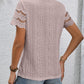 Full Size Eyelet Round Neck Short Sleeve Top