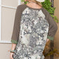 Celeste Full Size Floral Contrast Raglan Sleeve Top