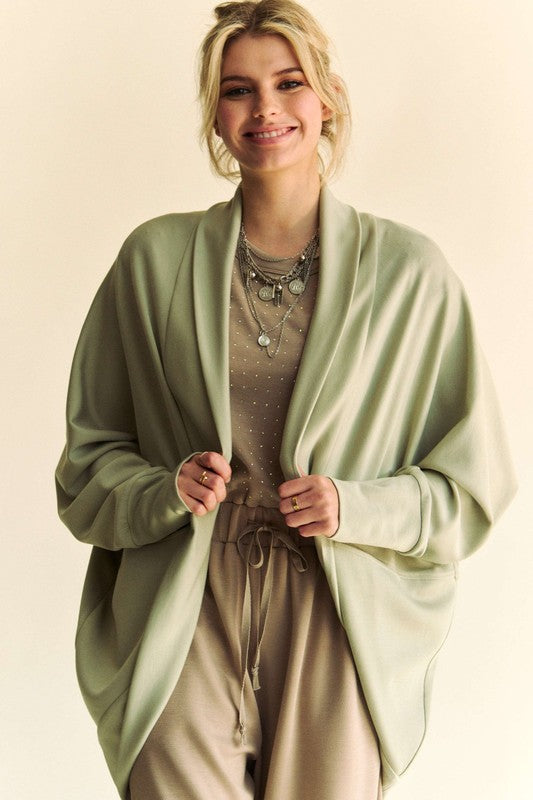 Dolman Long Sleeve Open Front Jacket