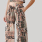 Printed Round Neck Short Sleeve Top and Pants Set