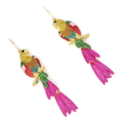 Multicolor Crystal Parrot Dangle Earrings