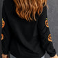 Sequin Pumpkin Round Neck Long Sleeve Top