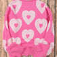 Pearl Detail Heart Round Neck Long Sleeve Sweater