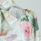 Floral V Neck Lantern Sleeve Lace-Up Maxi Dress