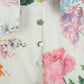 Floral V Neck Lantern Sleeve Lace-Up Maxi Dress