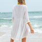 Tassel V-Neck Three-Quarter Sleeve Cover Up