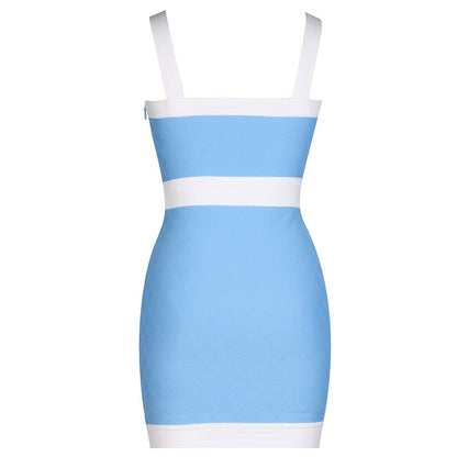 Crystal Studded Spaghetti Strap Mini Bandage Dress