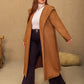 Plus Size Tied Long Sleeve Hooded Coat with Pockets