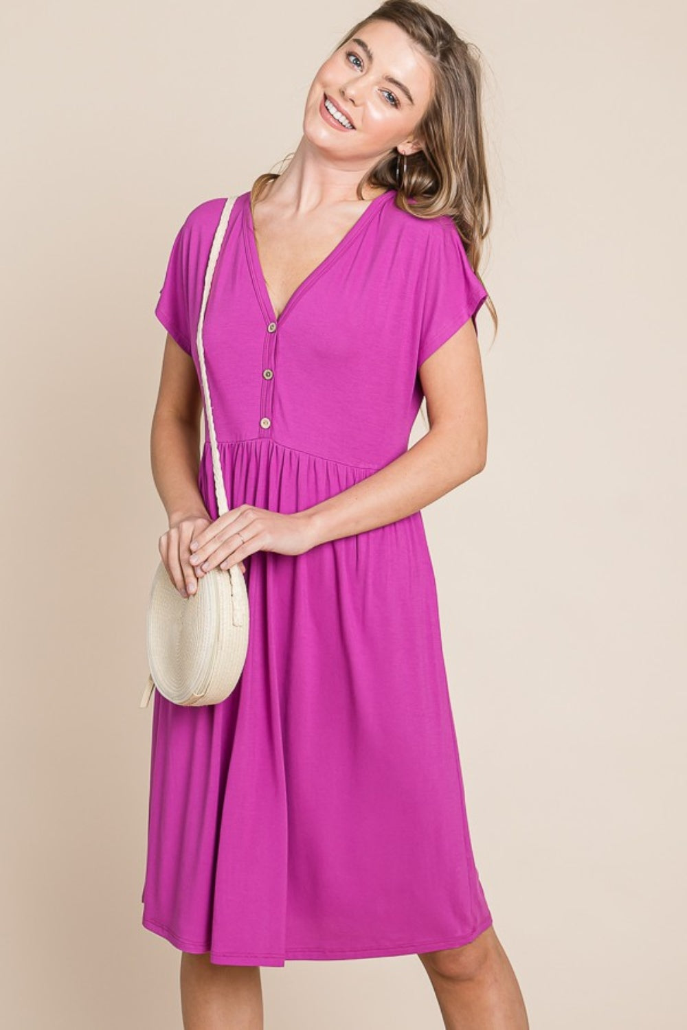 V-Neck Short Sleeve Dress