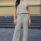 Pocketed V-Neck Top and Wide Leg Sweater Set